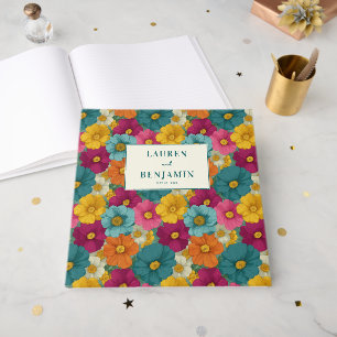 Joyful Floral Vintage Illustration Guest Book