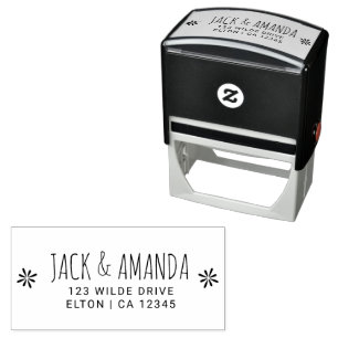 Joyful Floral Wedding Address Rubber Stamp