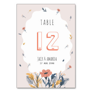 Joyful Floral Wedding Table Number Card Place card