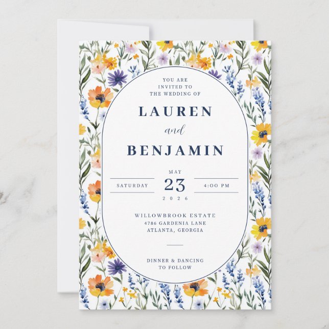 Joyful Floral Whimsical Wedding Invitation (Front)