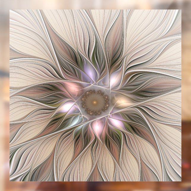 Joyful Flower Abstract Beige Brown Floral Fractal (Sheet 2)