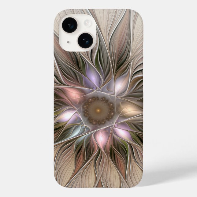 Joyful Flower Abstract Beige Brown Floral Fractal Case-Mate iPhone Case (Back)