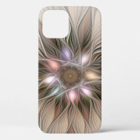 Joyful Flower Abstract Beige Brown Floral Fractal