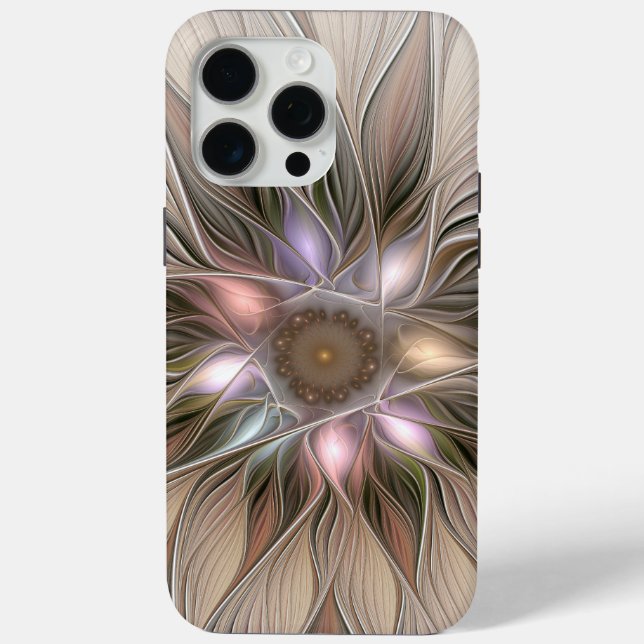 Joyful Flower Abstract Beige Brown Floral Fractal Case-Mate iPhone Case (Back)