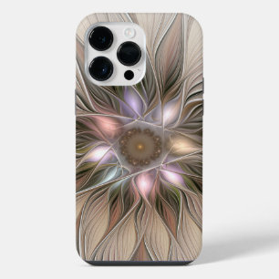 Joyful Flower Abstract Beige Brown Floral Fractal iPhone 14 Pro Max Case