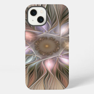 Joyful Flower Abstract Beige Brown Floral Fractal iPhone Case