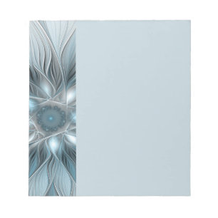 Joyful Flower Abstract Blue Gray Floral Fractal Notepad