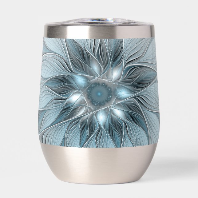 Joyful Flower Abstract Blue Grey Floral Fractal (Front)
