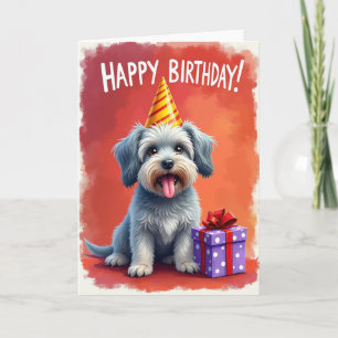 Joyful Fluffy Pup Birthday Card
