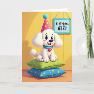 Joyful Fluffy Puppy Birthday Card