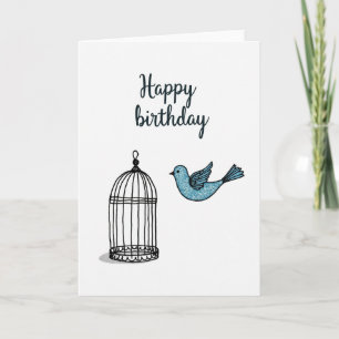 Joyful Flying Bird Birthday Card