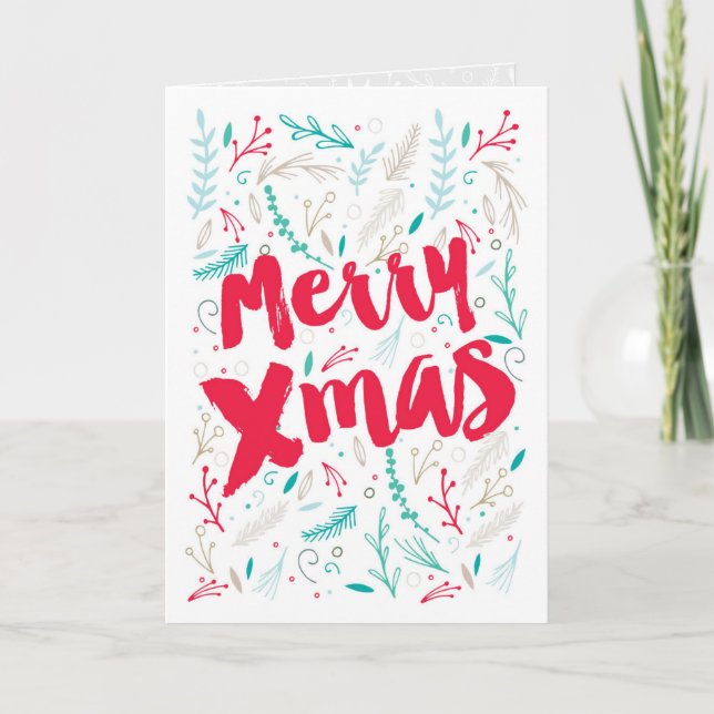 Joyful Foliage Holiday Blank Greeting Card (Front)