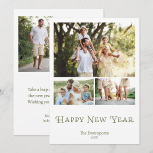 Joyful Four Photo Family New Year Holiday Card