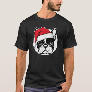 Joyful Frenchie Santa Dog on French Bulldog Christ T-Shirt