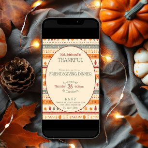Joyful Friendsgiving Dinner Thanksgiving Invitation