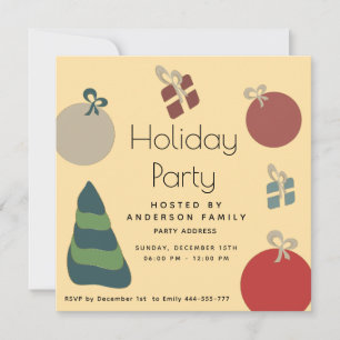 Joyful fun colourful ornaments gifts Holiday  Invitation
