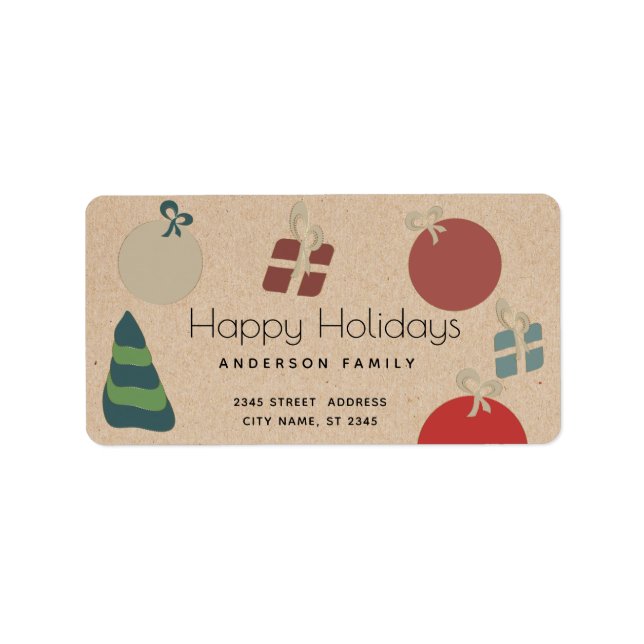 Joyful fun colourful ornaments gifts Holiday  Labe Label (Front)