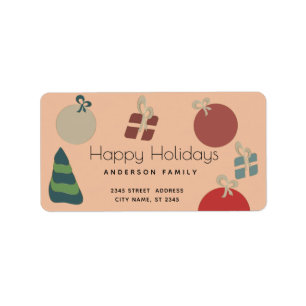 Joyful fun colourful ornaments gifts Holiday  Label