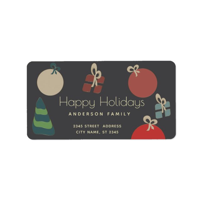 Joyful fun colourful ornaments gifts Holiday  Label (Front)