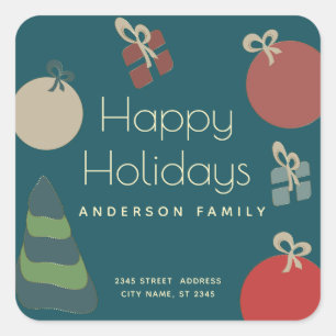 Joyful fun colourful ornaments gifts Holiday  Square Sticker
