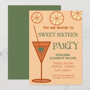 Joyful fun cool cocktail party sweet 16 invitation