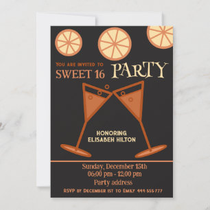 Joyful fun cool sweet 16 cocktail party  invitation