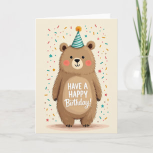 Joyful Furry Creature Birthday Card