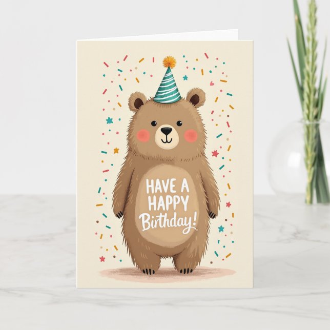 Joyful Furry Creature Birthday Card (Front)