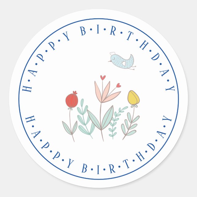 Joyful Garden Bird Classic Round Sticker (Front)