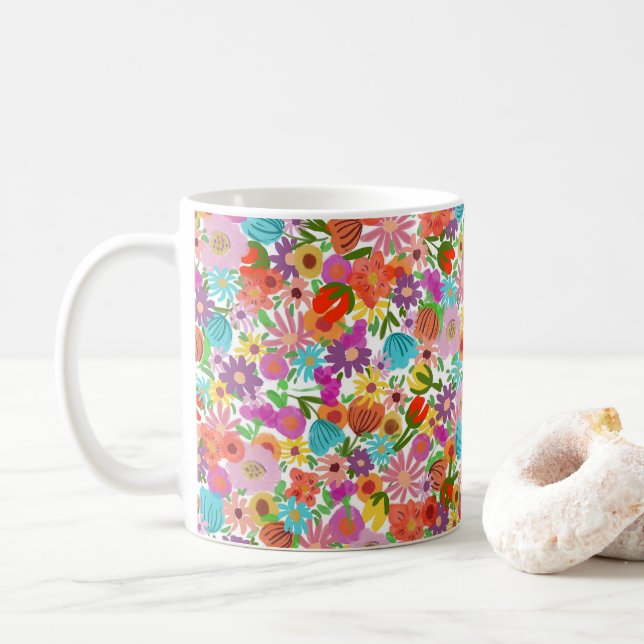 Joyful Garden Bloom Coffee Mug (With Donut)