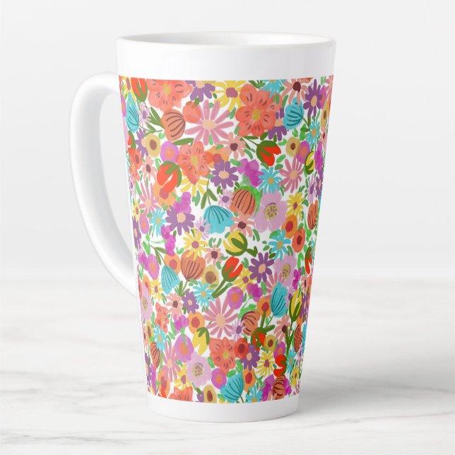 Joyful Garden Bloom Latte Mug (Left Angle)