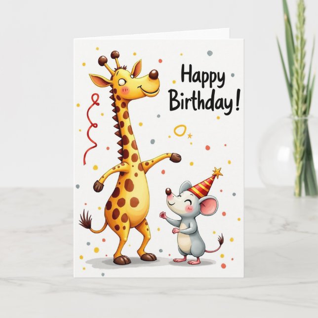 Joyful Giraffe Birthday Card (Front)