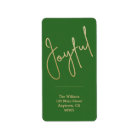 JOYFUL Gold Faux Foil Green Christmas Address