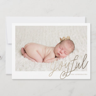 JOYFUL GOLD FOIL photo christmas greeting card
