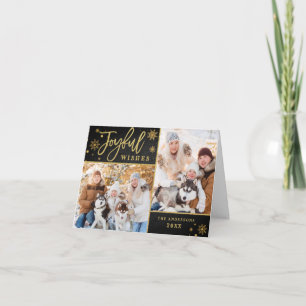 Joyful Gold Frame 3 PHOTO Holiday Greeting Card