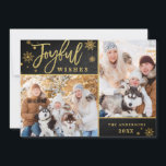 Joyful Gold Frame Modern Script 2 PHOTO Greeting Holiday Card<br><div class="desc">Joyful Gold Frame Modern Script 2 PHOTO Greeting Holiday Card.</div>