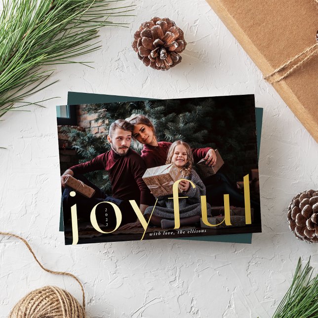 Joyful Gold | Full Photo Foil Holiday Card (Creator Uploaded)