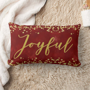 Joyful Gold Glitter Holiday Pillow