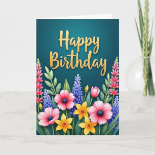 Joyful Gold Script Birthday Card