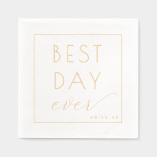 Joyful Gold Typographic Celebration Foil Napkins