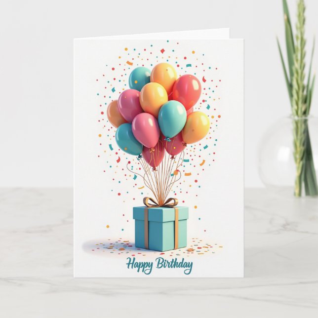 Joyful Golden Bow Birthday Card (Front)