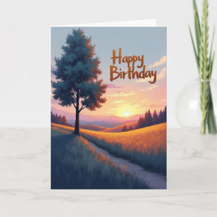 Joyful Golden Path Birthday Card