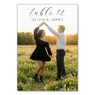 Joyful Golden Romantic Photo Table Number