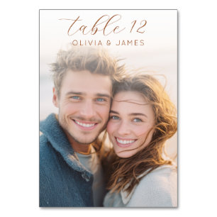 Joyful Golden Romantic Photo Table Number