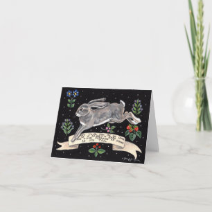 Joyful Good Luck Rabbit Blank Greeting Card