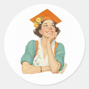Joyful Graduation Day Portrait Classic Round Sticker