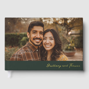 Joyful Green Casual Photo Guest Book