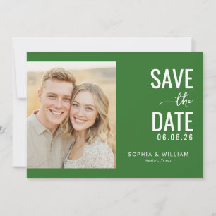 Joyful Green Contemporary Photo Save The Date