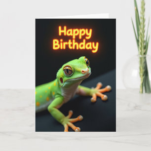 Joyful Green Lizard Card