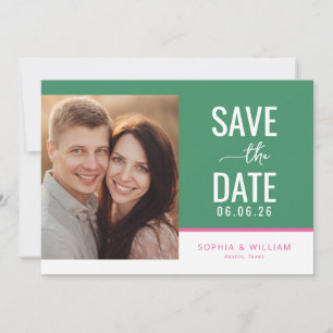 Joyful Green Minimalist Photo Save The Date